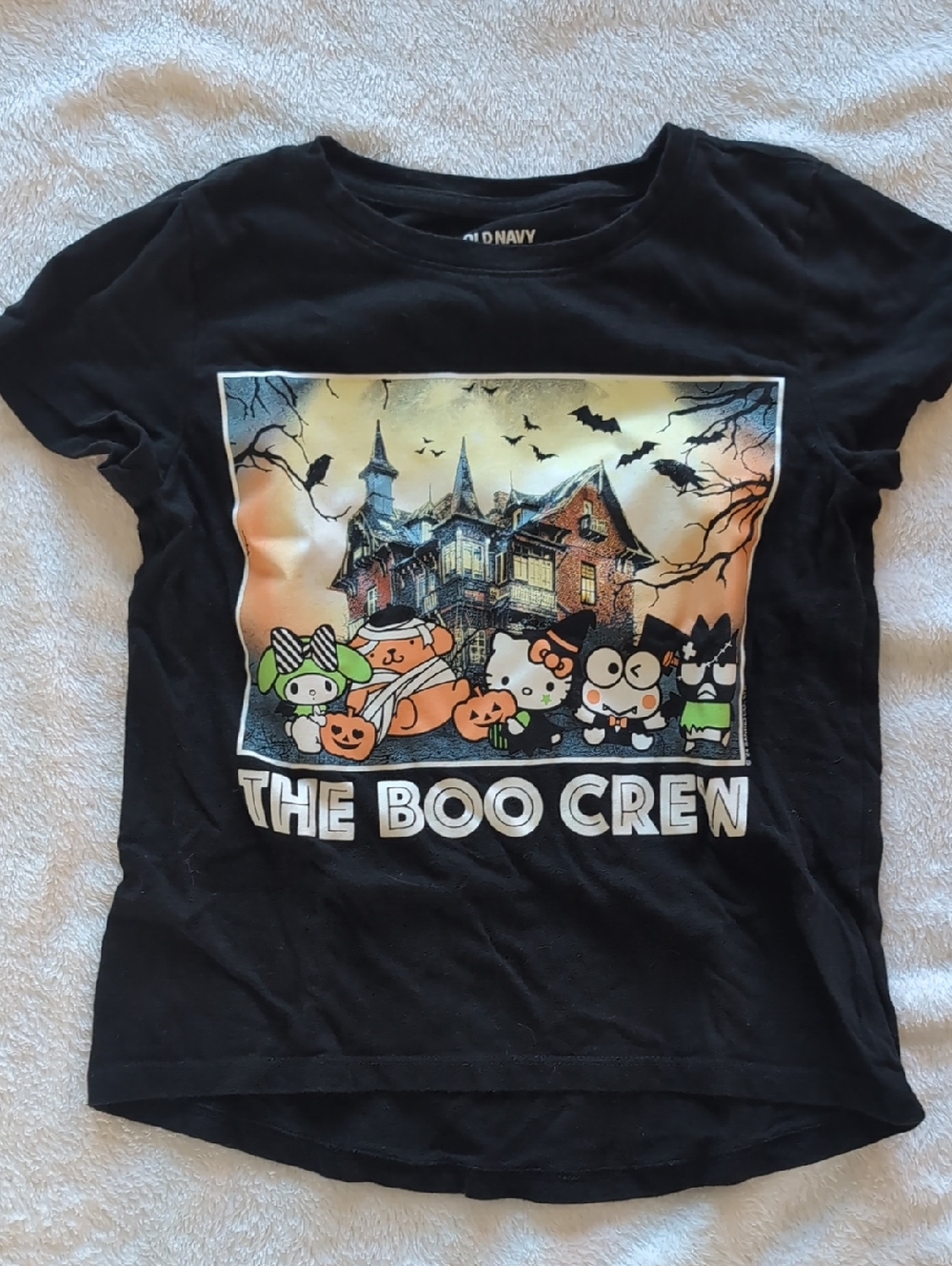 Old Navy Black Halloween "The Boo Crew" Graphic Tee Hello Kitty